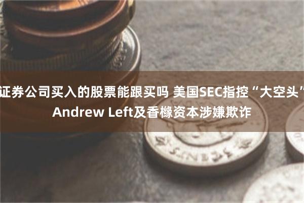 证券公司买入的股票能跟买吗 美国SEC指控“大空头”Andrew Left及香橼资本涉嫌欺诈