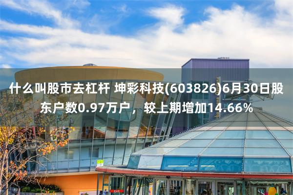 什么叫股市去杠杆 坤彩科技(603826)6月30日股东户数0.97万户，较上期增加14.66%