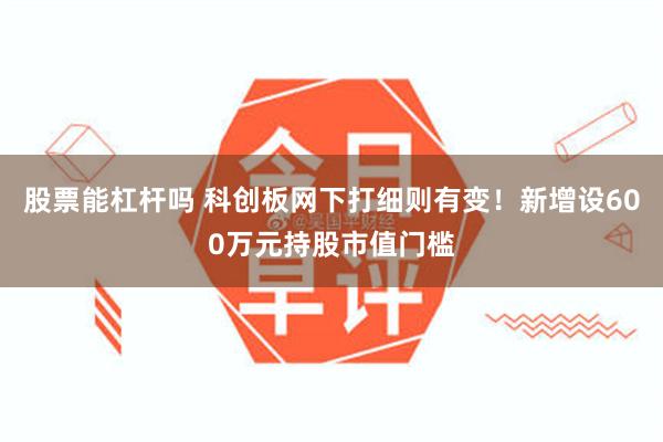 股票能杠杆吗 科创板网下打细则有变！新增设600万元持股市值门槛