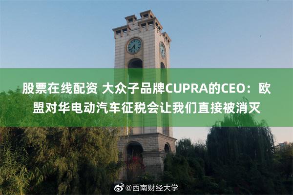 股票在线配资 大众子品牌CUPRA的CEO：欧盟对华电动汽车征税会让我们直接被消灭